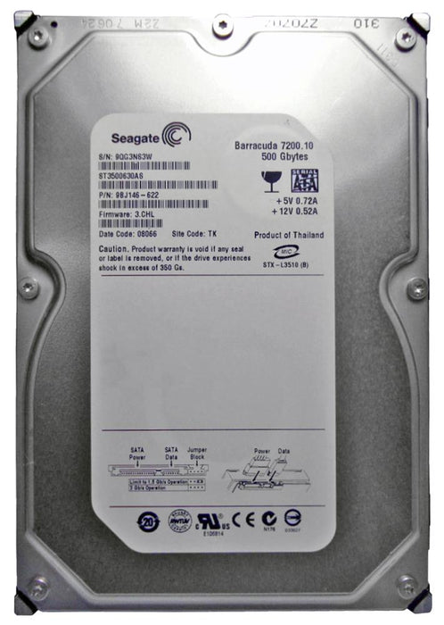 ST3500630AS Seagate Barracuda 7200.10 500GB 7200RPM SATA 3Gbps 16MB Cache 3.5" HDD