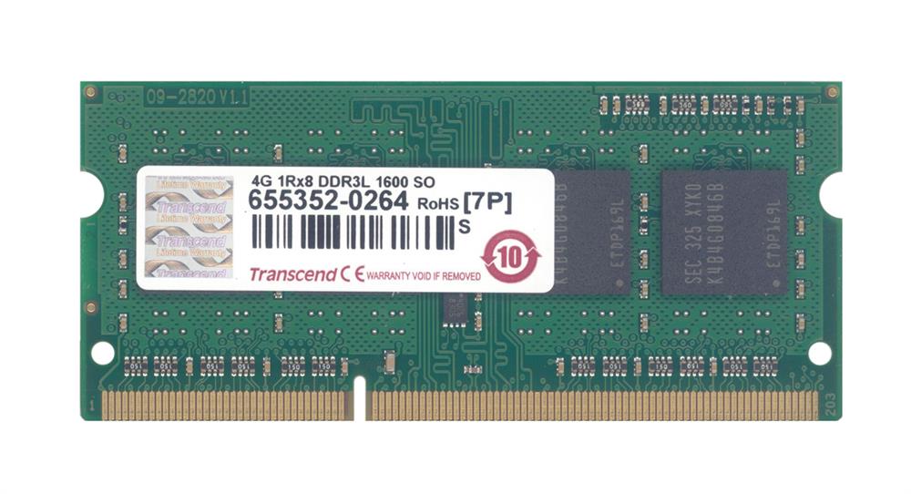 TS512MSK64W6H Transcend 4GB PC3-12800 DDR3-1600MHz non-ECC Unbuffered CL11 204-Pin SoDimm 1.35V Low Voltage Single Rank Memory Module (Ny) - Rebuild IT