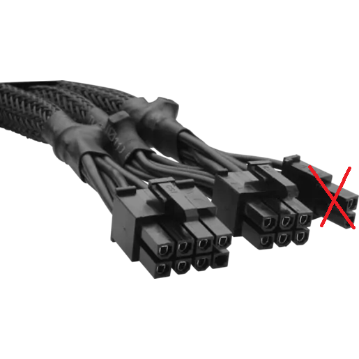 EVGA BQ - Flat Black Ribbon Cable PCIe Pig Tail 6+2-pin